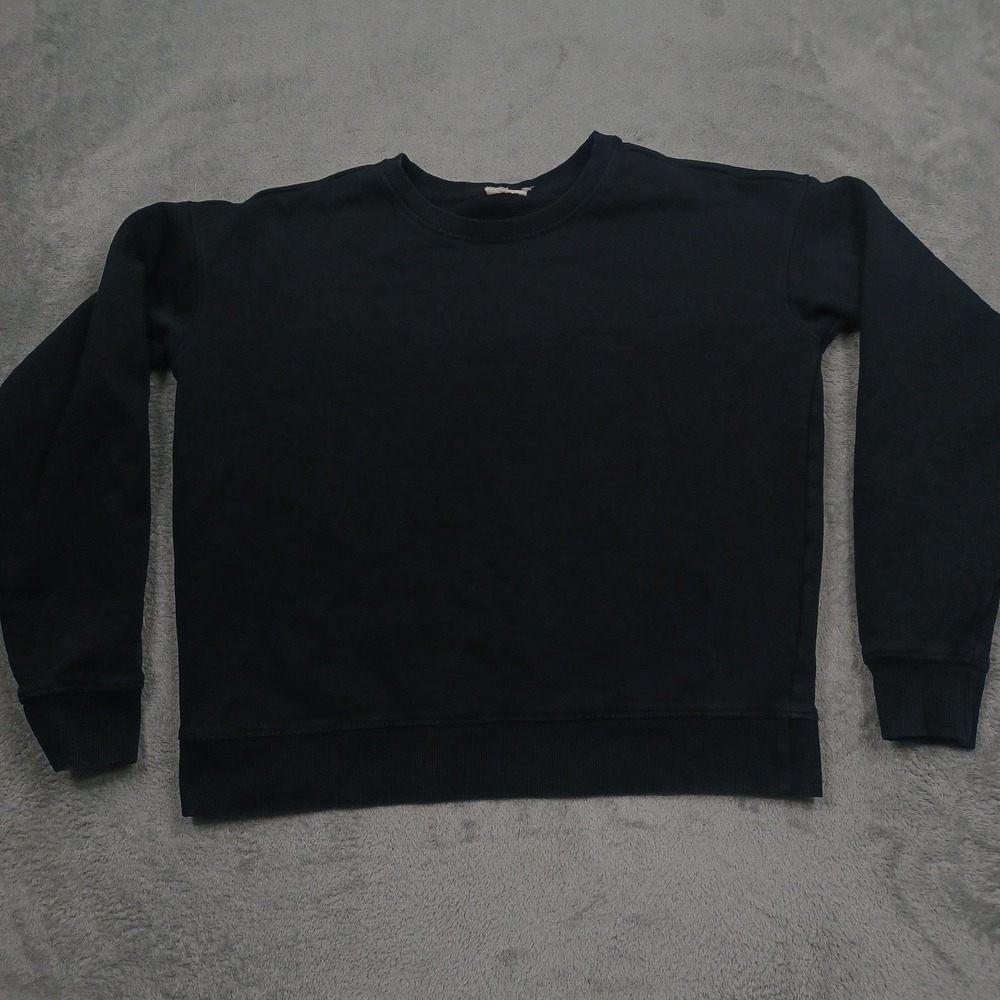 Pact Sweater Womens Small Black Crew Neck Pullover Organic Cotton Preppy